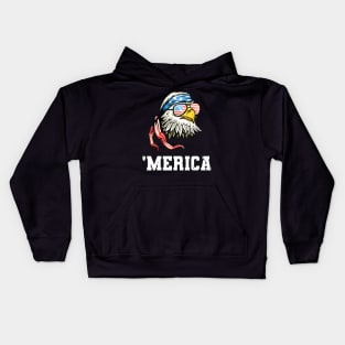 4th Of July Merica USA Flag Bald Eagle Patriotic Veteran Kids Hoodie